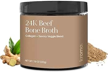 Kroma 24K Beef Bone Broth Powder - 10 Servings Jar, 7.8 Oz – 100% Grass Fed Gluten Free Powder ... | Amazon (US)