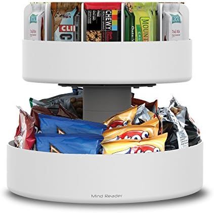 Mind Reader 2 Tier Lazy Susan Granola Bar and Snack Organizer,Home, Office, Breakroom, White | Amazon (US)