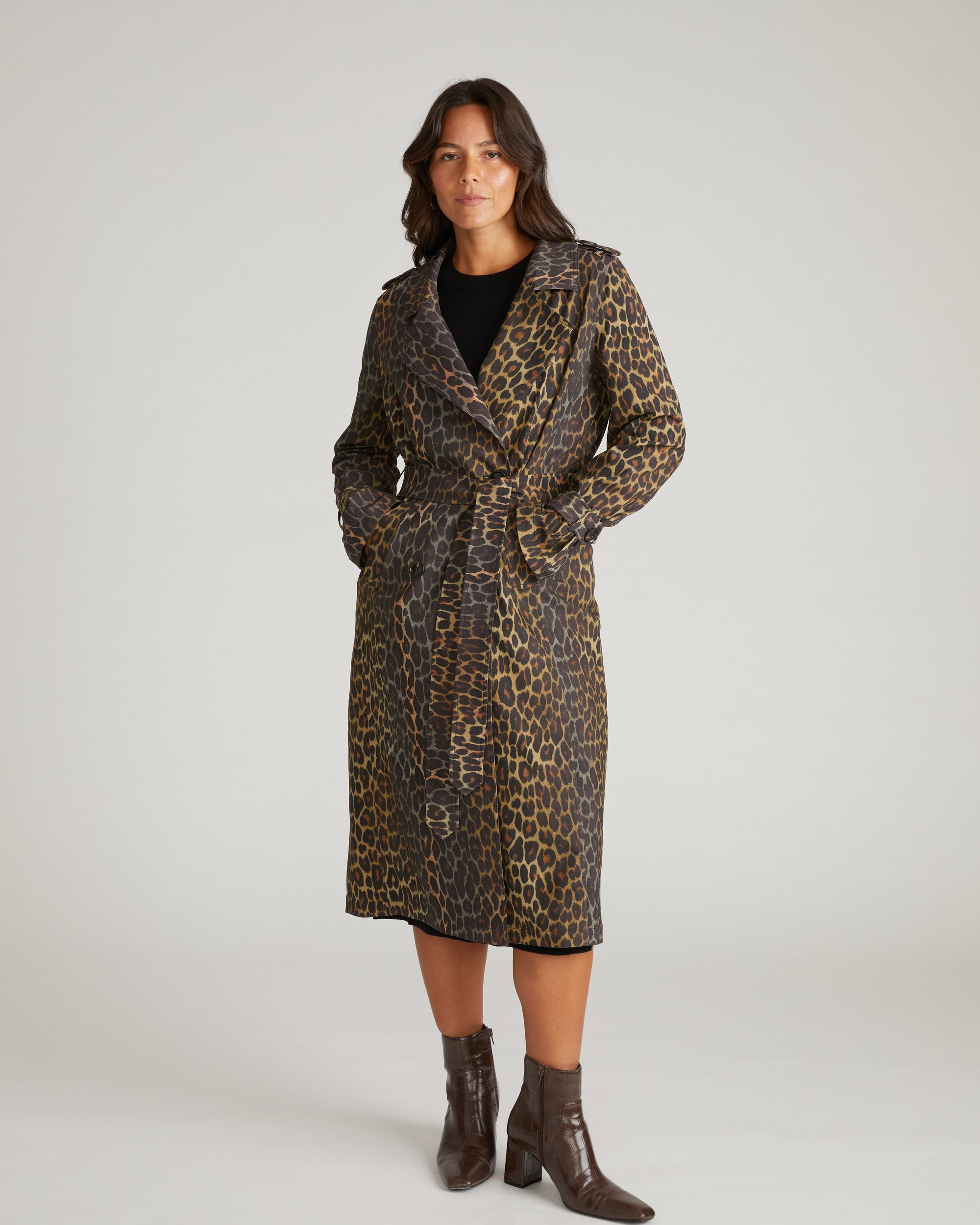 Henning x US Park Soft Trench - Shadow Leopard Print | Universal Standard