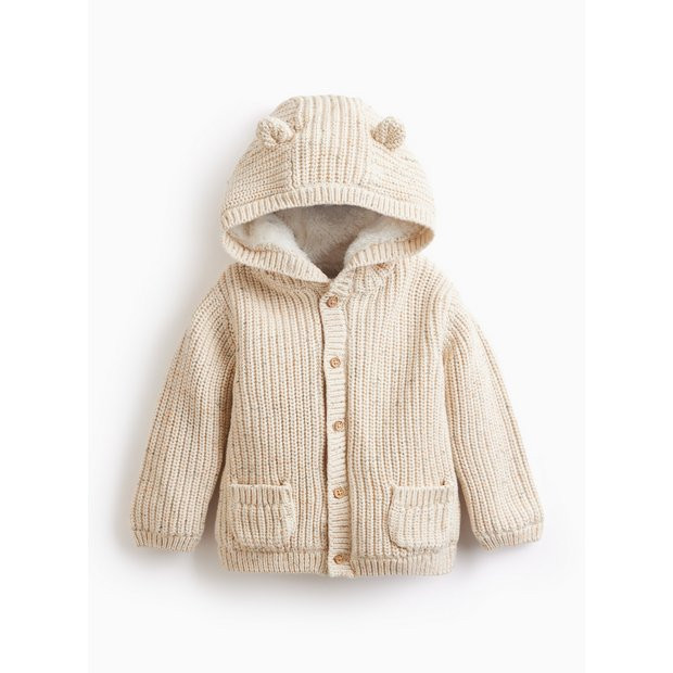 Oatmeal Bear Hooded Knitted Cardigan 18-24 months | Tu Clothing