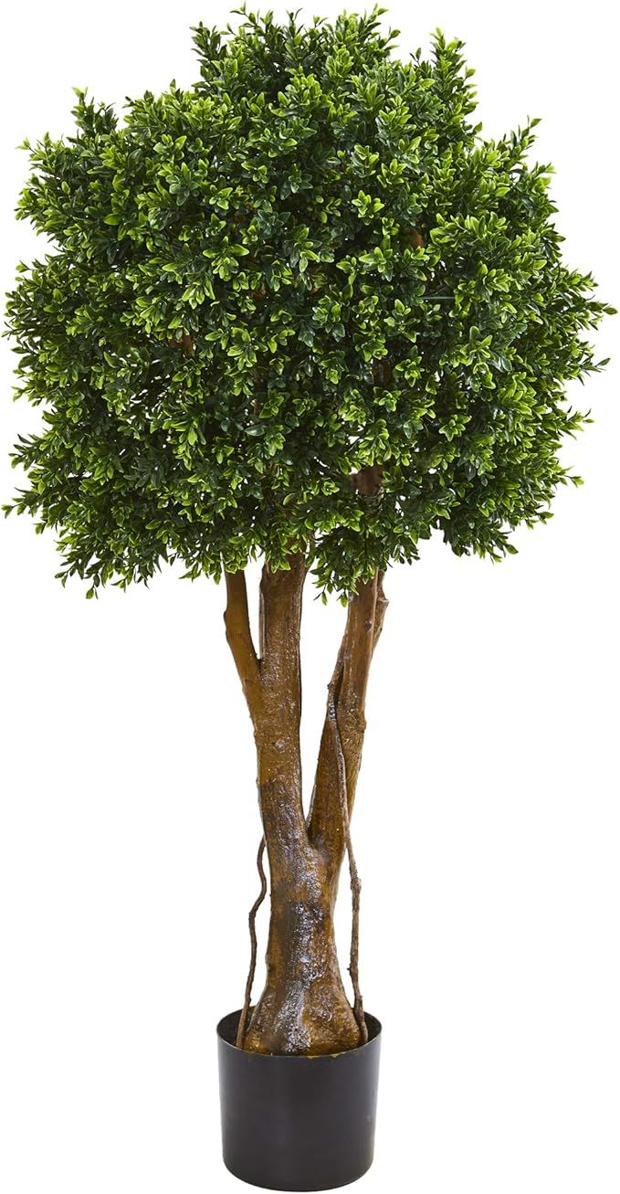 Nearly Natural 46” Boxwood Artificial Topiary UV Resistant (Indoor/Outdoor) Silk Trees, Green | Amazon (US)