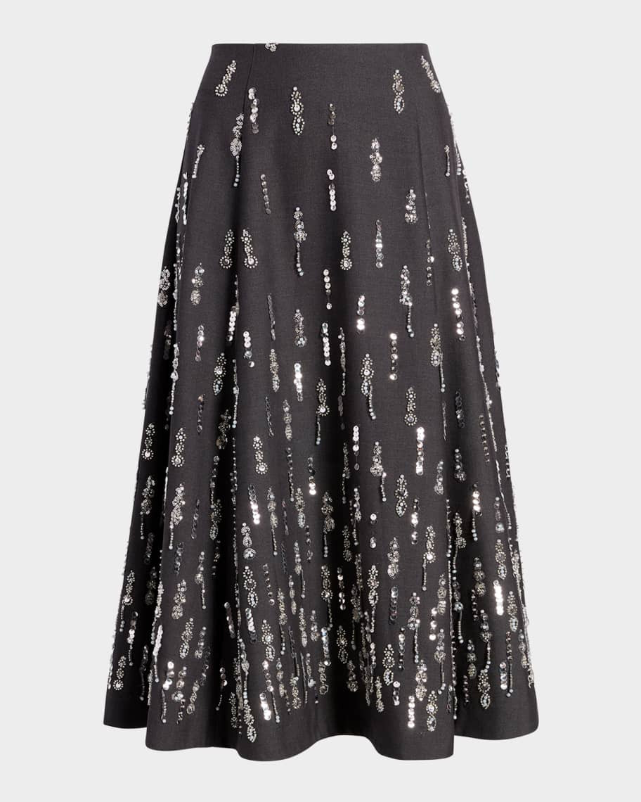Cinq a Sept Selene Embellished A-Line Skirt | Neiman Marcus