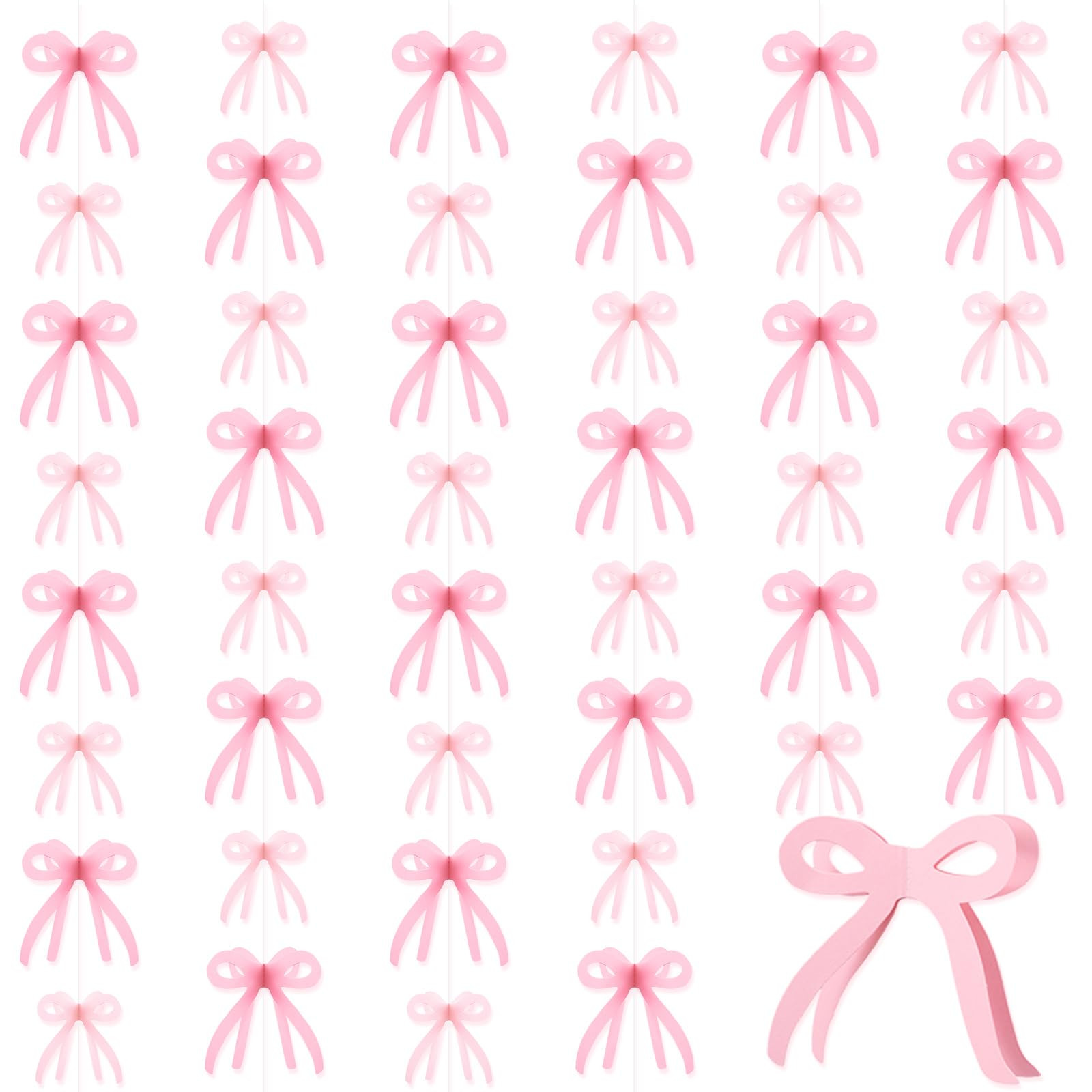 Yeaqee 4 Pcs Pink Bow Hanging Garland Banner, 3D Pink Bow Banner Party Decorations for Coquette B... | Amazon (US)