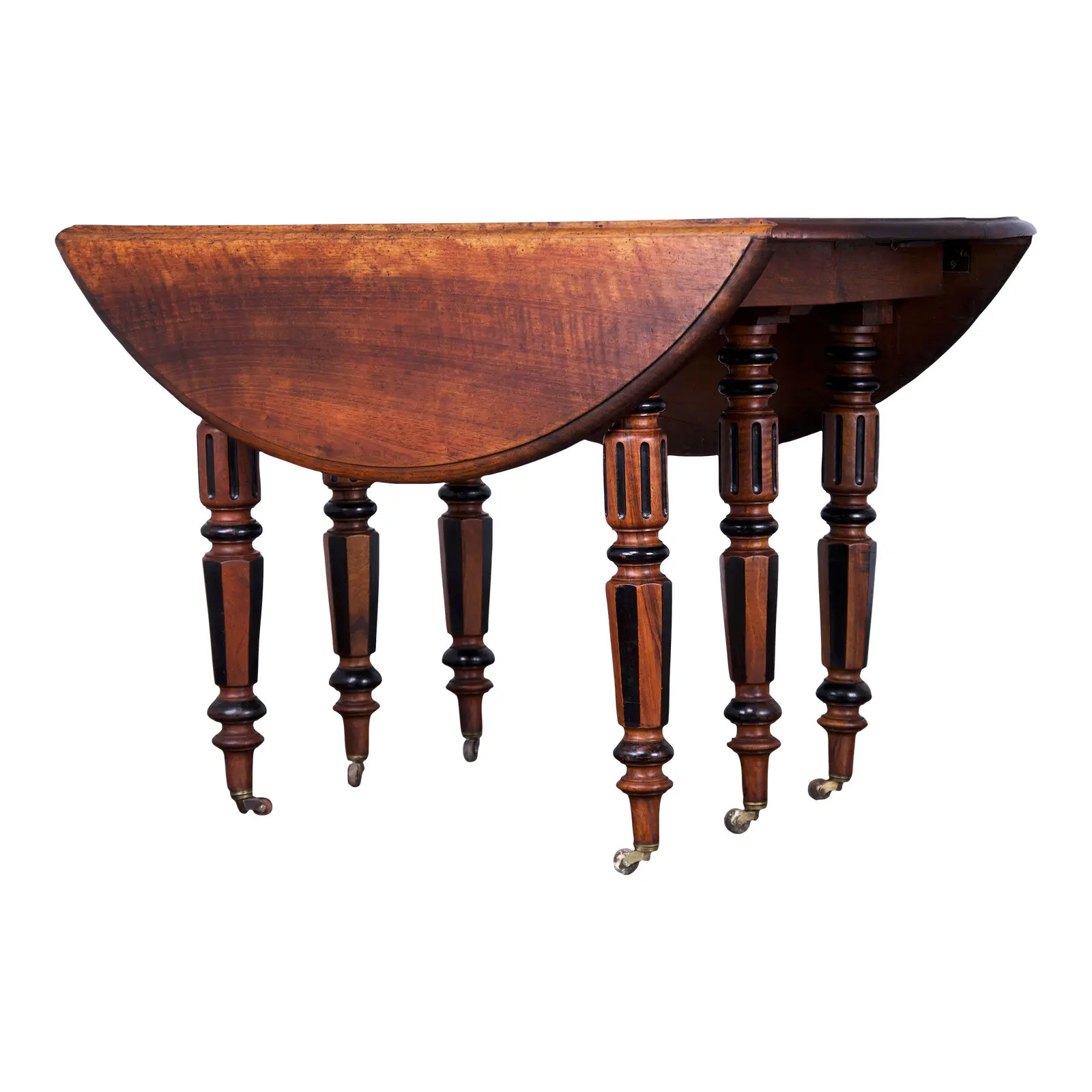 19th Century French Napoleon III Style Walnut Drop Leaf Table | Chairish