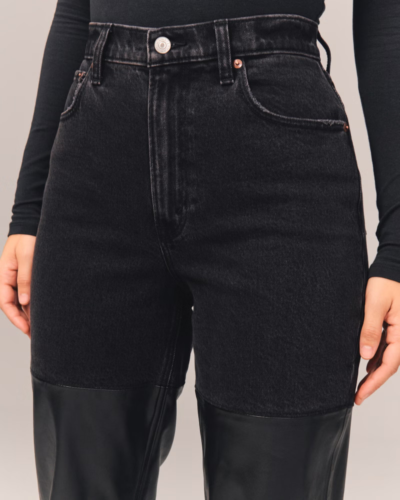 Women's Mixed Fabric Curve Love Ultra High Rise 90s Straight Jean | Women's Bottoms | Abercrombie... | Abercrombie & Fitch (US)