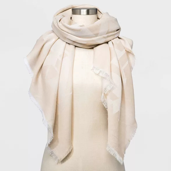Women's Jacquard Wrap Scarf - Universal Thread™ Cream | Target