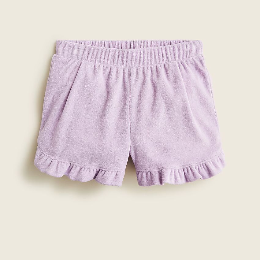 Girls' ruffle-trim short in towel terryItem BG176 | J.Crew US