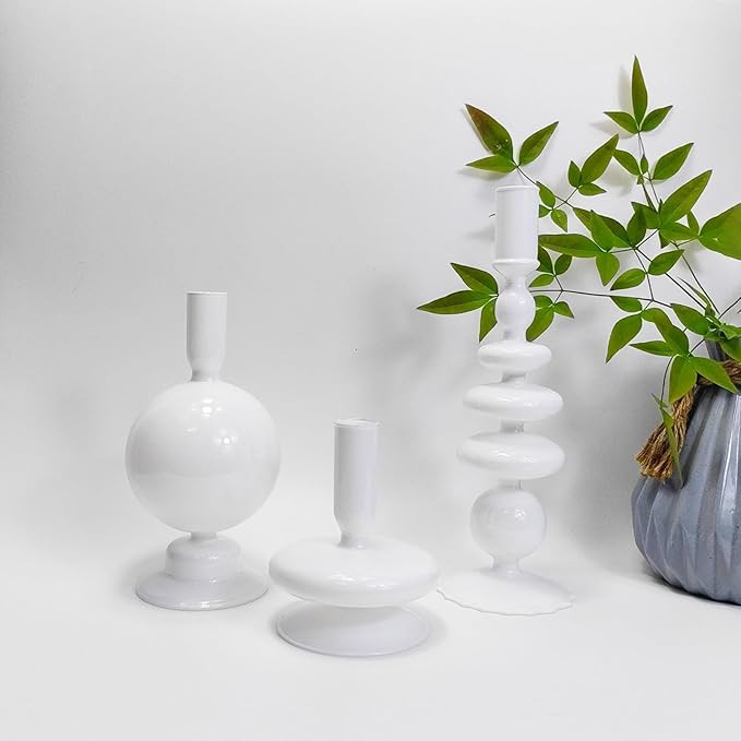 Candlestick Holders，Glass Candle Holders for Table Centerpiece Taper Candle Holders Candle Stic... | Amazon (US)