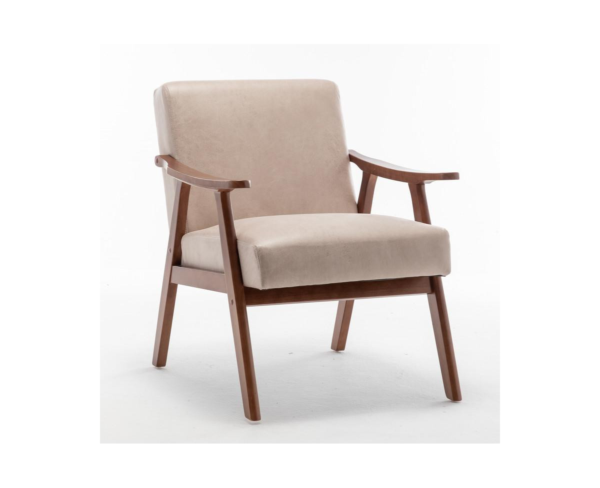 Casainc Mid-Century Modern Chair with Solid Wood Frame - Beige | Macy's