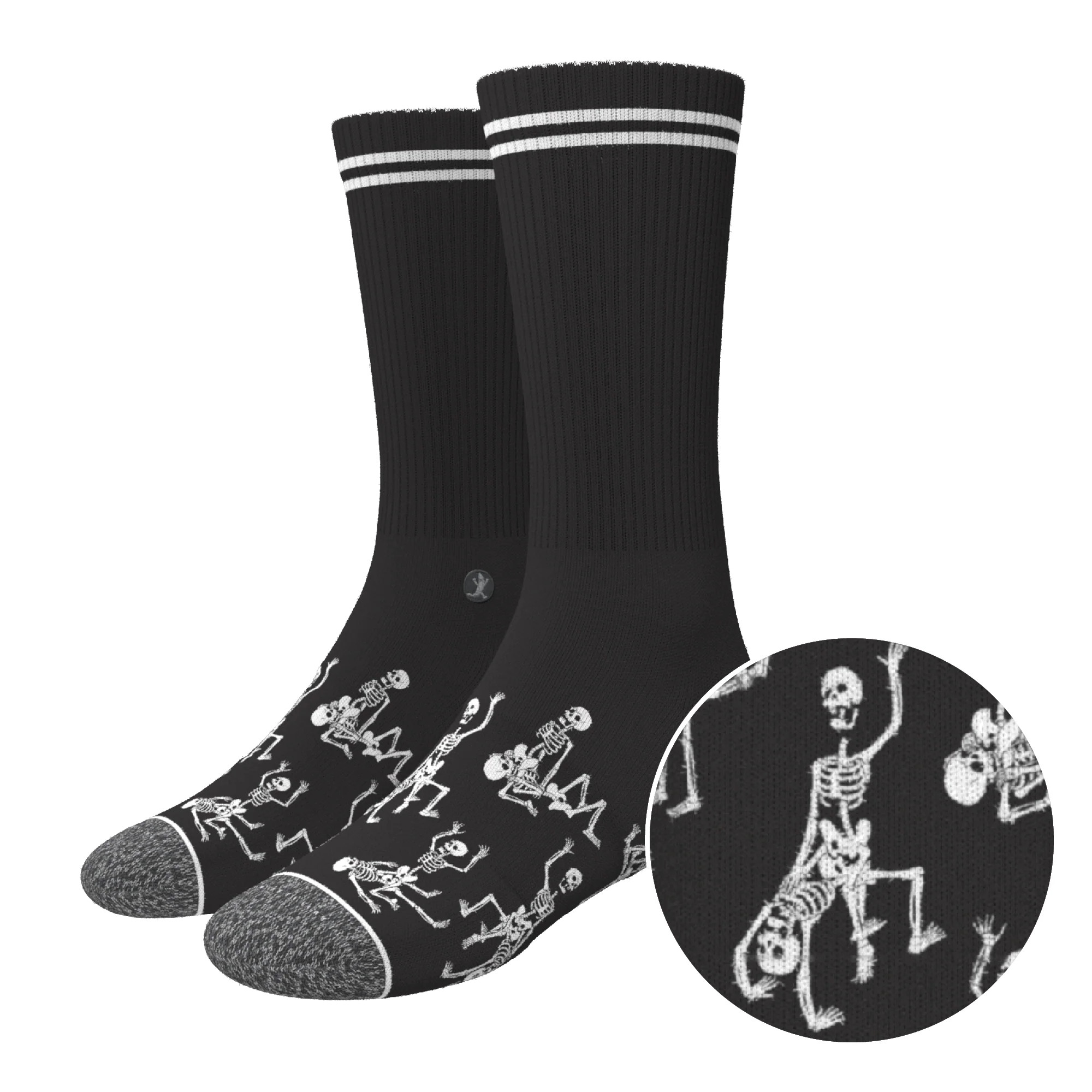 Heel Hammock™ Super Stupid-Soft™ Crew Socks | Skeletons | Shinesty