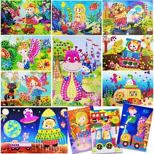 Oomyeh Mosaic Sticker Art Kits for Kids - Mosaic Sticker Art Sticky DIY Handmade Art Kits for Kids,  | Amazon (US)