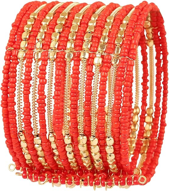 Touchstone New Indian Colorful Bead Bracelet Bollywood Beaten Metal Beads openable Broad Cuff Bra... | Amazon (US)