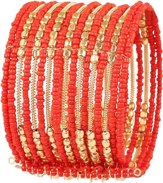 Touchstone New Indian Colorful Bead Bracelet Bollywood Beaten Metal Beads openable Broad Cuff Bra... | Amazon (US)