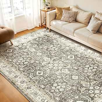 WITSHOCK Living Room Area Rugs 8x10: Washable Rug Boho Soft Non-Slip Low Pile Stain Resistant Fol... | Amazon (US)