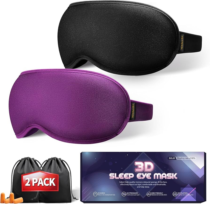 Weighted Sleep Mask, 2 Pack 3D Contoured Eye Masks for Sleep, Best Blackout Sleep Masks for Women... | Amazon (US)