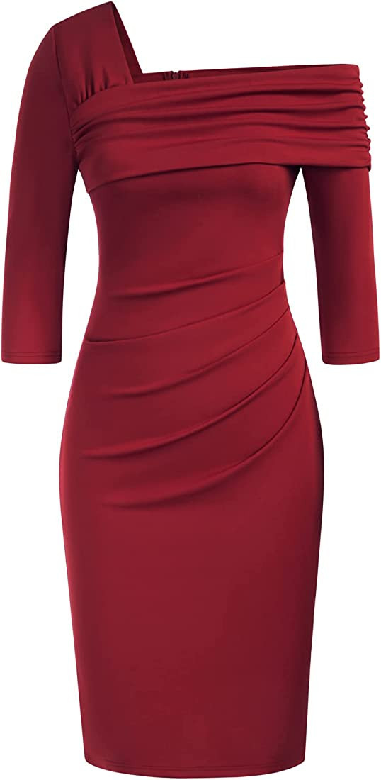 GRACE KARIN Women's Elegant Off The Shoulder 3/4 Sleeve Dress Business Pencil Dress Formal Dress ... | Amazon (US)