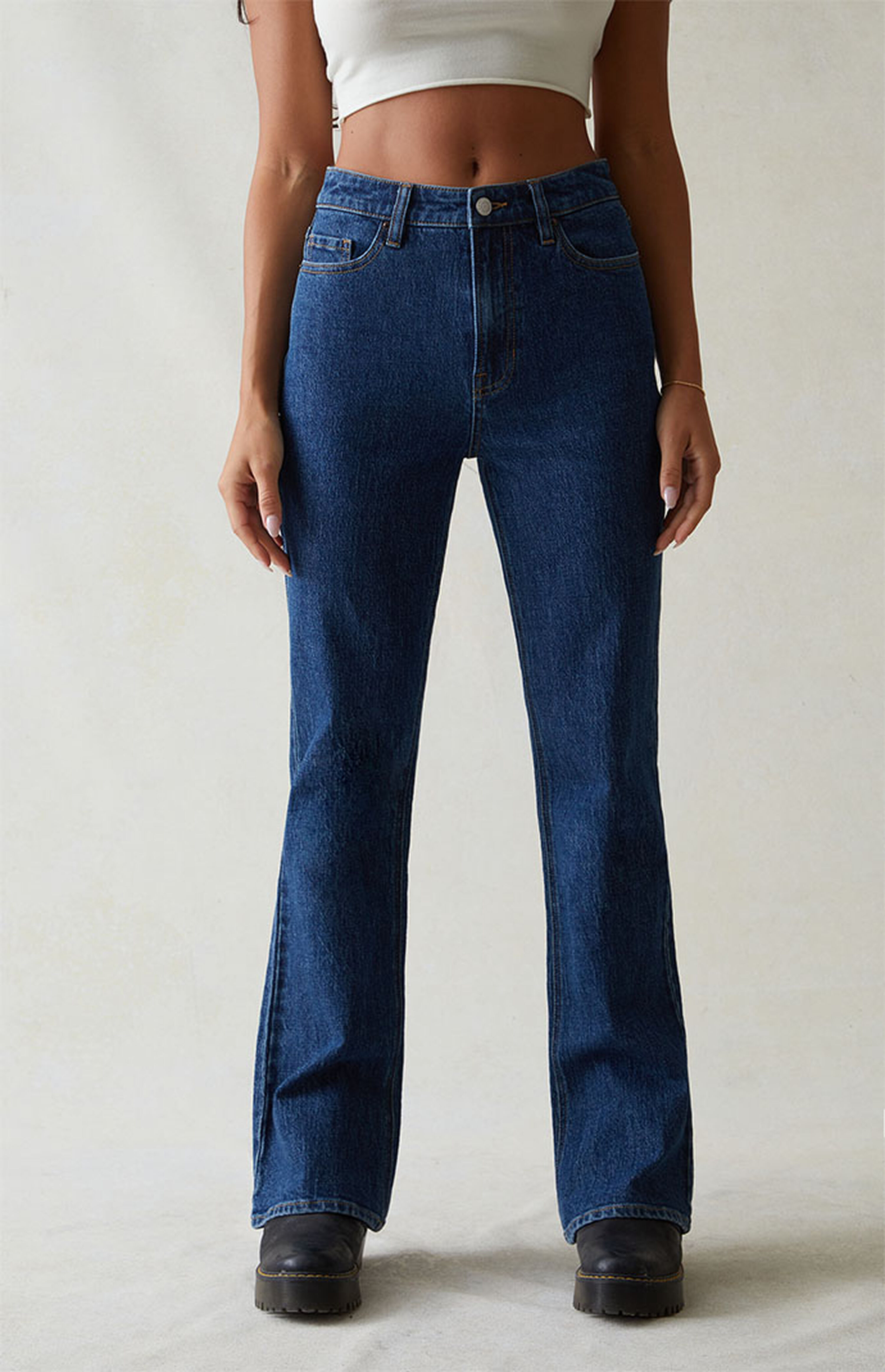 PacSun Eco Dark Blue Curve High Waisted Bootcut Jeans | PacSun