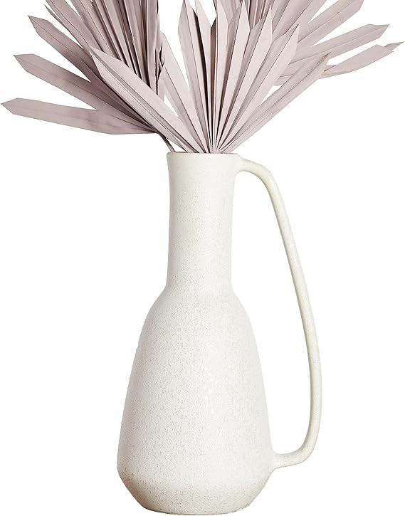 BlossoME Ceramic White Vase, Height 12”, Large Handle, Matte Glazed Pottery, Rustic and Simple,... | Amazon (US)