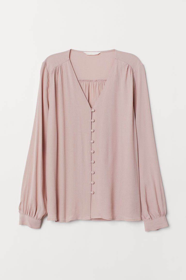 H & M - V-neck Blouse - Pink | H&M (US + CA)