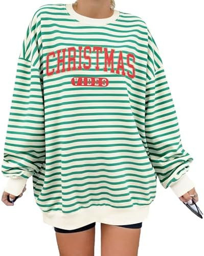LUKYCILD Christmas Vibes Sweatshirt Women Merry Christmas Shirt Xmas Long Sleeve Shirt Winter Hol... | Amazon (US)