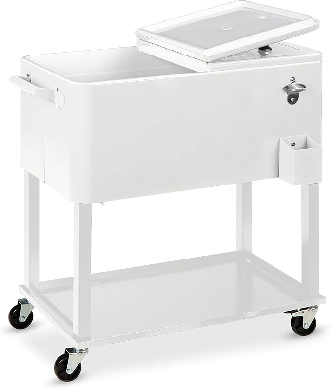 Best Choice Products 80-Quart Outdoor Steel Rolling Cooler Cart w/Ice Chest, Bottle Opener, Catch... | Amazon (US)
