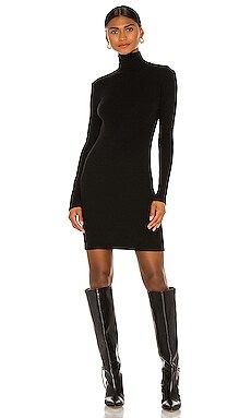 Enza Costa Tencel Cashmere Rib Long Sleeve Zip Turtleneck Mini Dress in Black from Revolve.com | Revolve Clothing (Global)