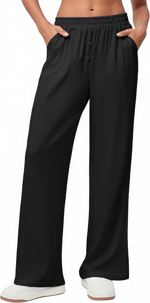 Ekouaer Womens Wide Leg Pants for Women Elastic Waist Womens Casual Palazzo Pants Soft Comfy Paja... | Amazon (US)