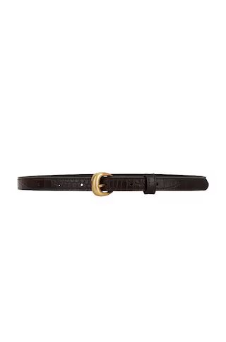 FRAME Petit Timeless Buckle Belt in Dark Chocolate Croc & Gold from Revolve.com | Revolve Clothing (Global)