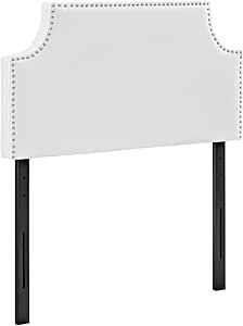 Modway Laura Vegan Leather Upholstered Twin Size Headboard with Nailhead Trim in White | Amazon (US)