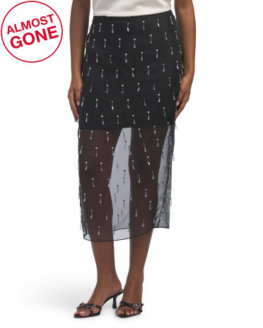 Silk Blend Crystal Teardrop Marta Skirt | TJ Maxx