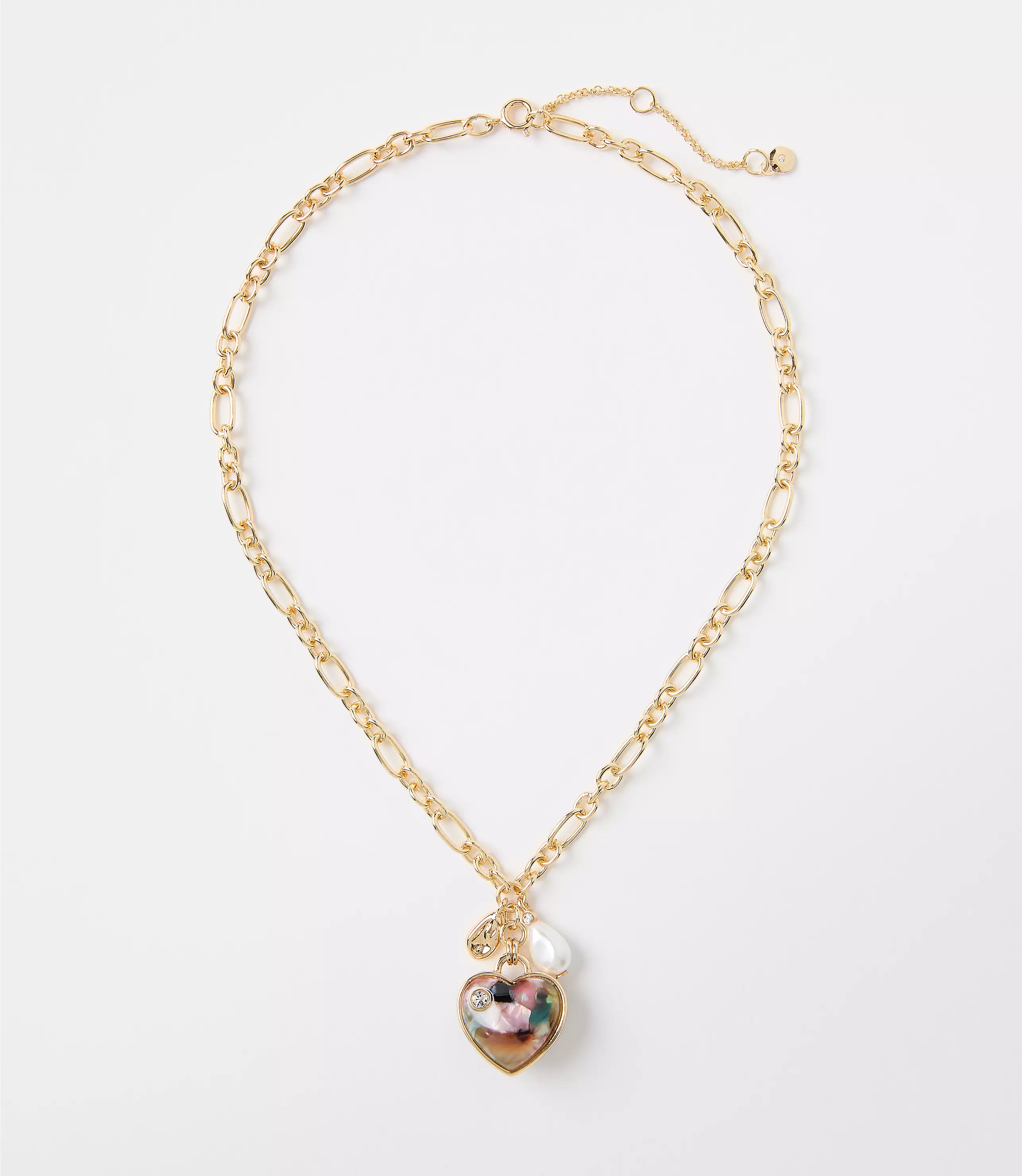 Tortoiseshell Print Puffy Heart Pendant Necklace | LOFT