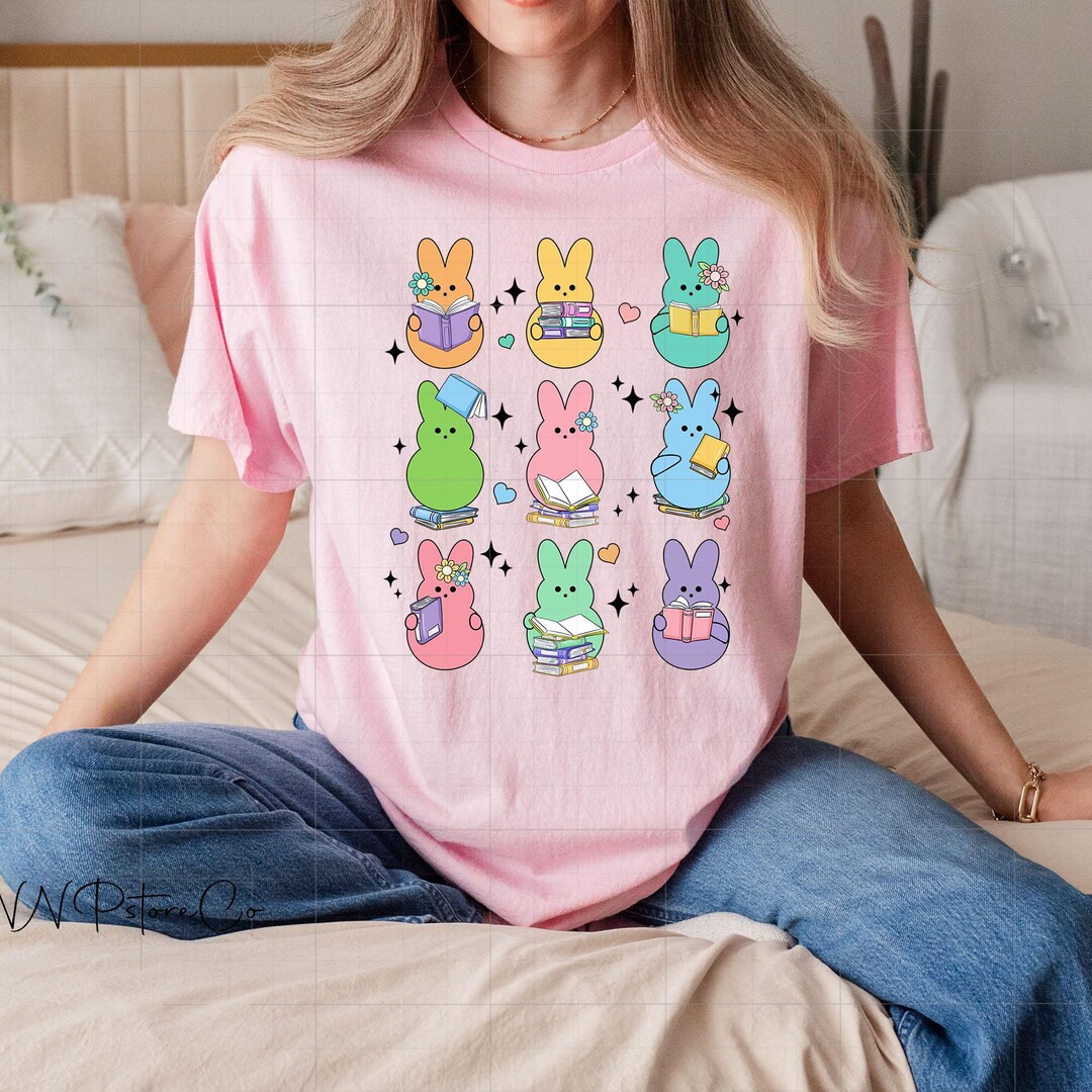 Book Lover Peeps Shirt, Easter Reading Bunny Tee, Cute Librarian Shirt, Teacher Easter Shirt, Spr... | Etsy (US)