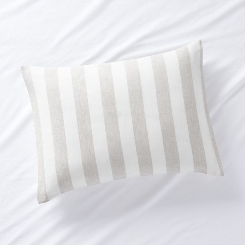 Jackie Reversible Stripe Linen Natural Pillow Shams by Leanne Ford | Crate & Barrel | Crate & Barrel