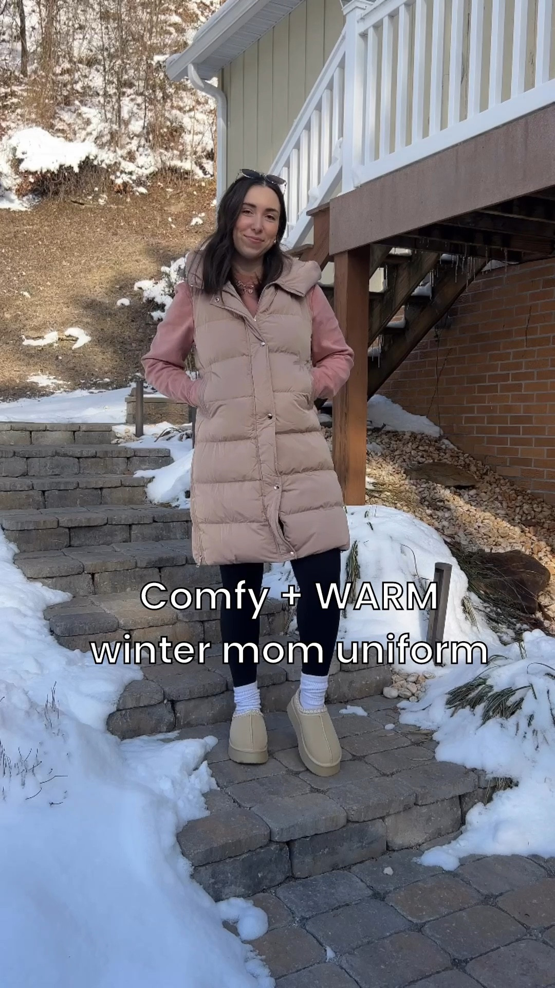 Long puffer vest, comfy cute & WARM winter mom outfit ❄️

Winter leggings outfit 

#LTKmomlife #LTKSaleAlert #LTKootd