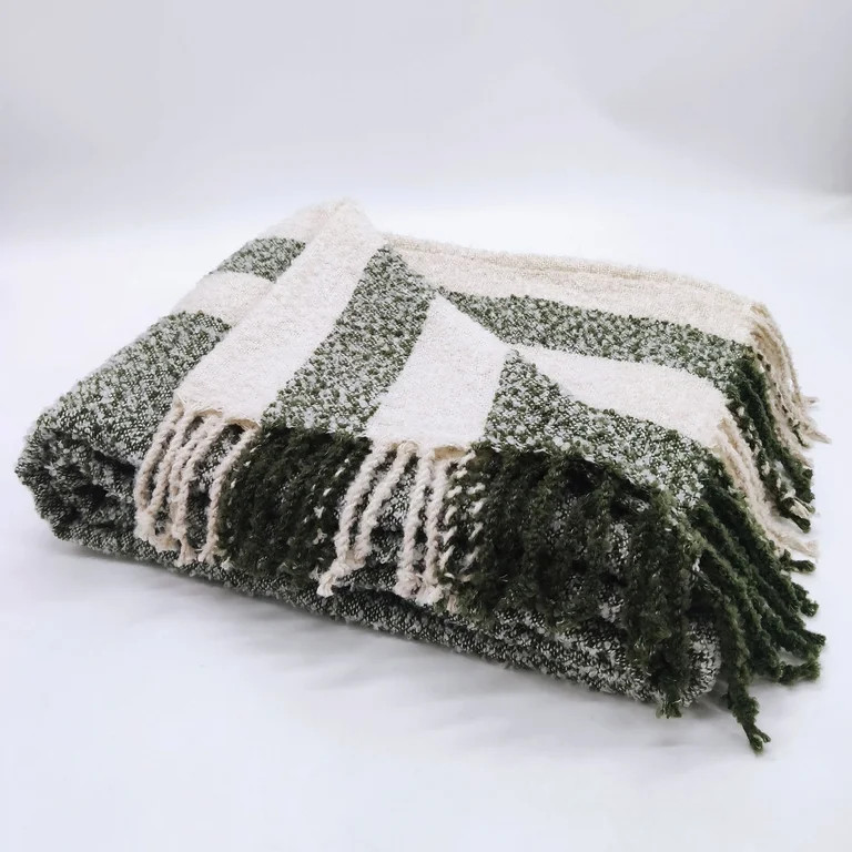Better Homes & Gardens Striped Boucle Throw, Green Stripe, 50" x 72" | Walmart (US)