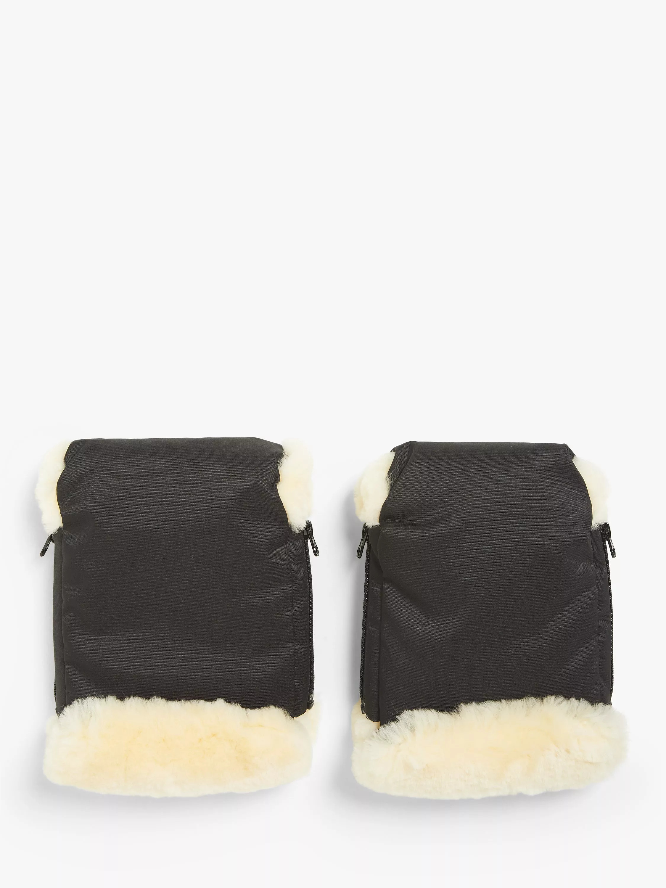John Lewis Natural Lambskin Lined Mitts, Black | John Lewis (UK)