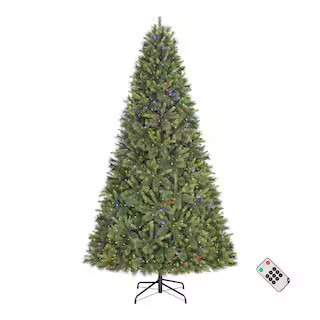 9 ft. Pre-Lit LED Forest Pine Artificial Christmas Tree | The Home Depot