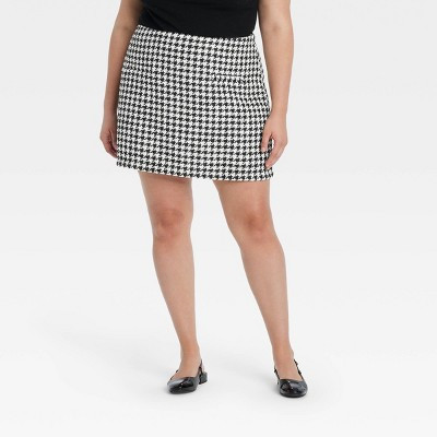 Women's Mini A-Line Skirt - A New Day™ Black/Cream Houndstooth 17 | Target