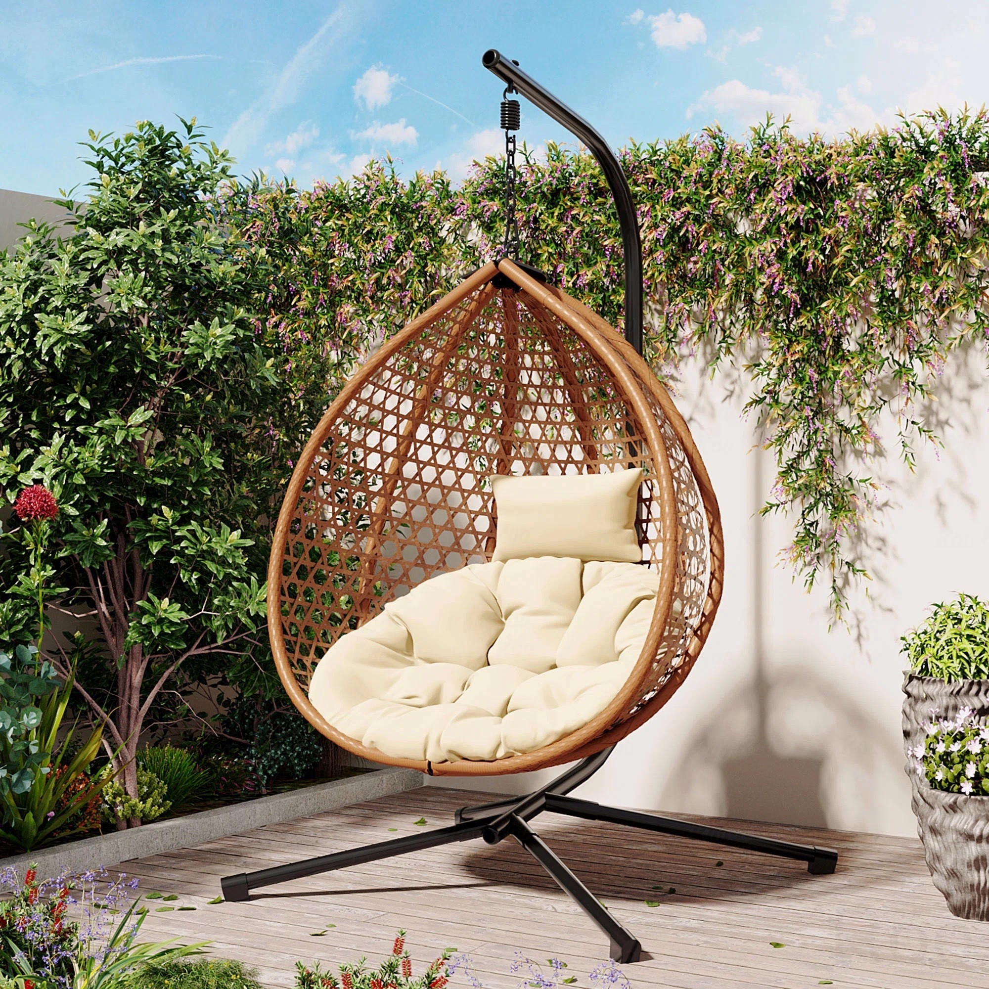 The kind of seat you never want to leave — designed for unwinding, recharging, and slowing down. ON SALE and under $350.

Keywords:

* hanging egg chair
* rattan egg chair
* outdoor hanging chair
* indoor hanging chair
* patio swing chair
* wicker hanging chair
* egg chair with stand
* lounge chair
* patio decor
* backyard ideas
* outdoor lounging
* cozy reading nook
* balcony decor
* indoor seating ideas
* home relaxation space
* outdoor living
* boho chic decor
* coastal aesthetic
* resort style living
* relaxed luxury
* natural texture decor
* cozy home vibes
* vacation at home
* laid-back lifestyle

#LTKHome #LTKSeasonal #LTKSaleAlert