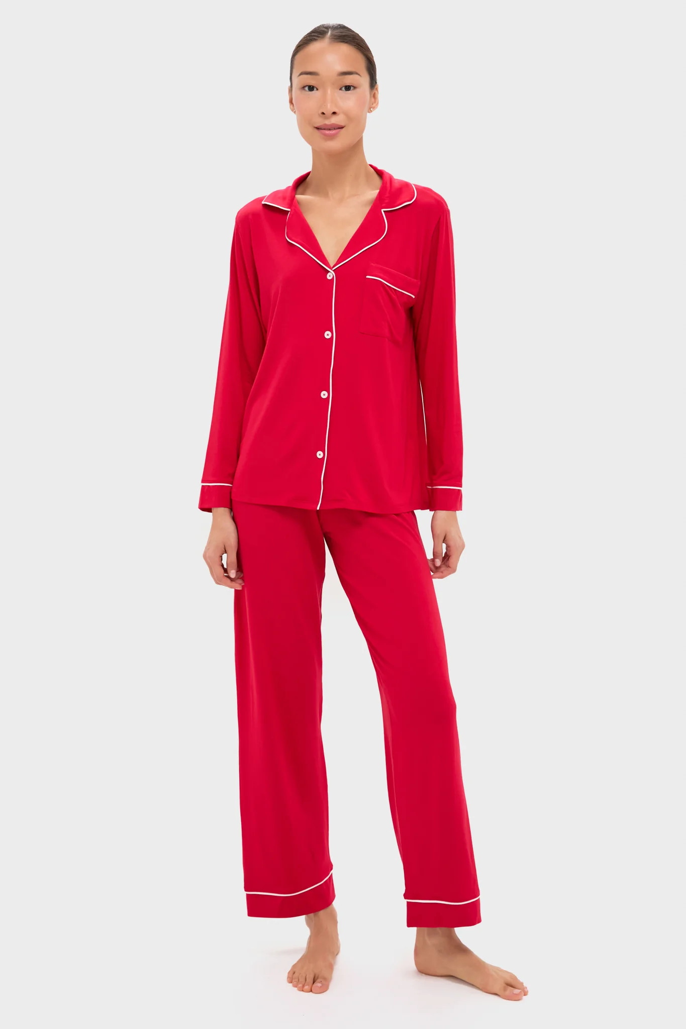 Holly Red and Ivory Gisele Long PJ Set | Tuckernuck (US)