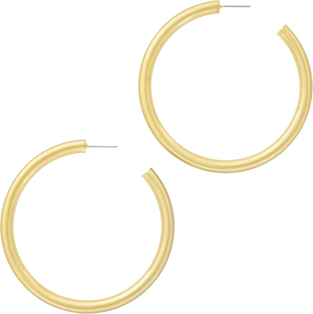 Columbus 14K Gold or Rhodium Plated Chunky Lightweight Hypoallergenic Thick Hoop Earrings | Amazon (US)