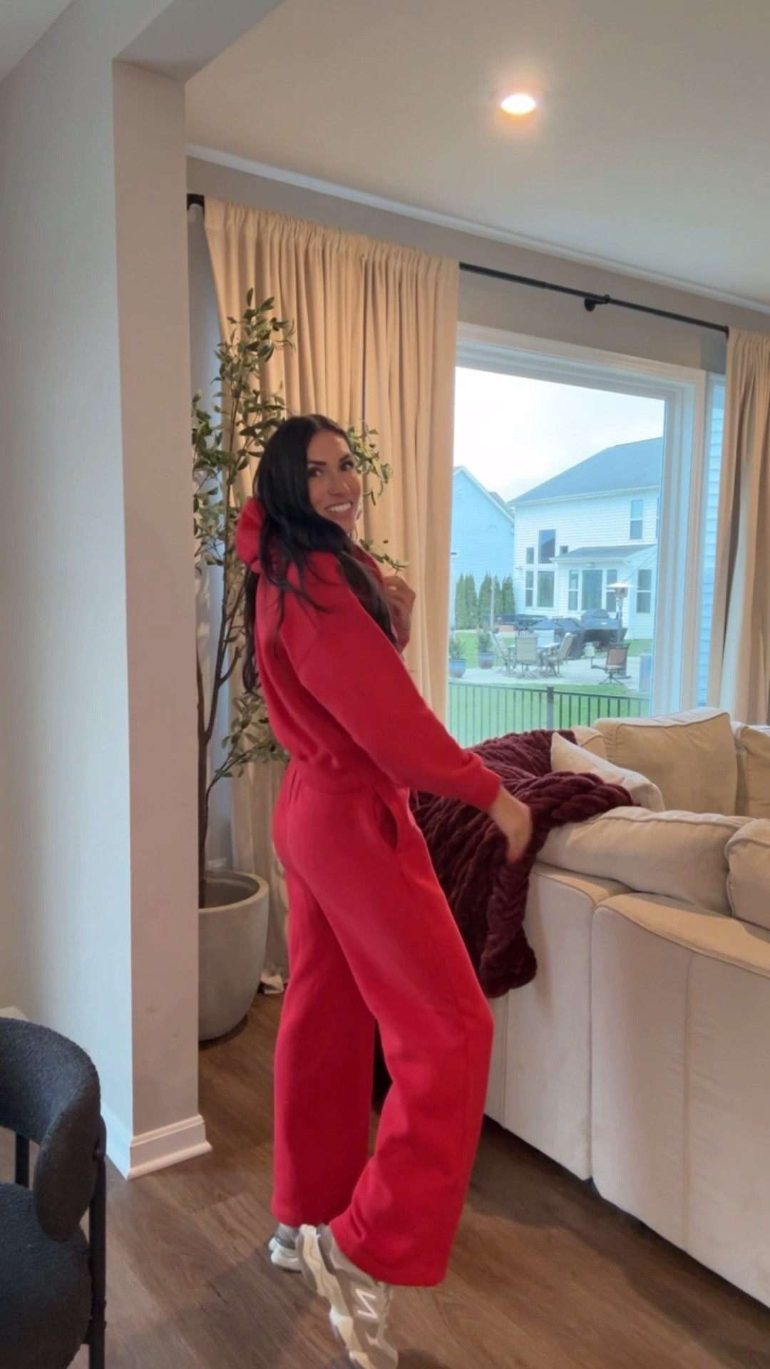 New red lounge set 
Wearing xs in hoodie (I’m normally a small but this fits good bc it’s a little oversized) 
Wearing small regular in sweatpants (should have gotten long - I’m 5’9) 
Loungewear 
Christmas outfit idea
New balance 9060 

#LTKFindsUnder50 #LTKootd #LTKHoliday