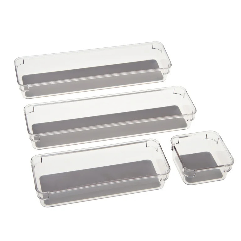 Simplify 4 Pack Multipurpose Clear Drawer Organizers 3.66" Wide | Walmart (US)