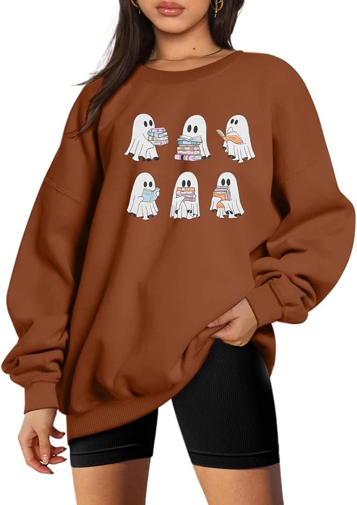 UNIQUEONE Halloween Sweatshirts for Women Ghost Reading Books Sweater Cute Spooky Bookish Shirt F... | Amazon (US)