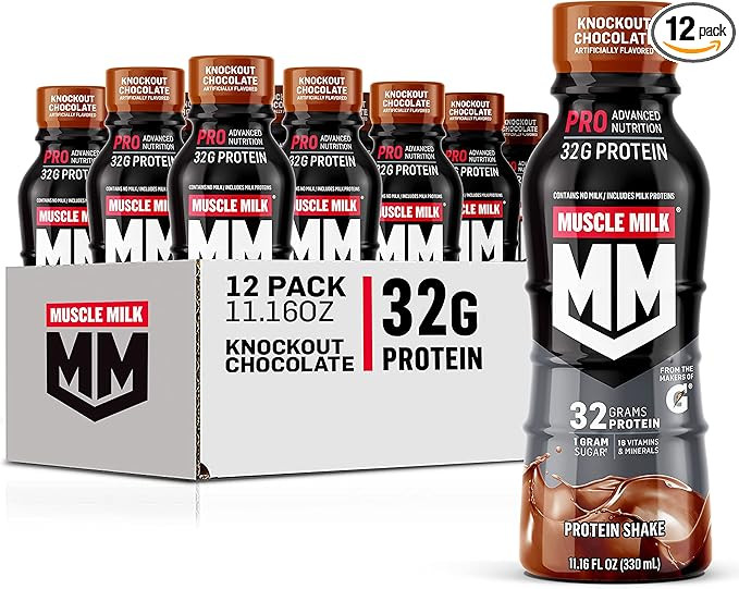 Muscle Milk Pro Series Protein Shake, Knockout Chocolate, 32g Protein, 11.16 Fl Oz (Pack of 12) | Amazon (US)