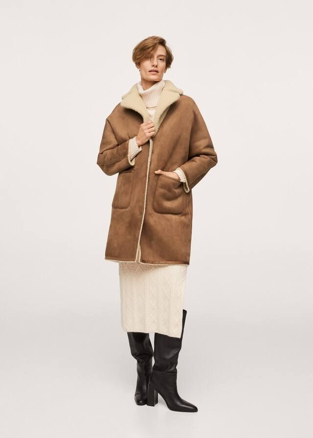 Reversible faux shearling-lined coat | MANGO (US)