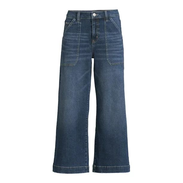Time and Tru Women's High Rise Wide Leg Crop Utility Jeans | Walmart (US)