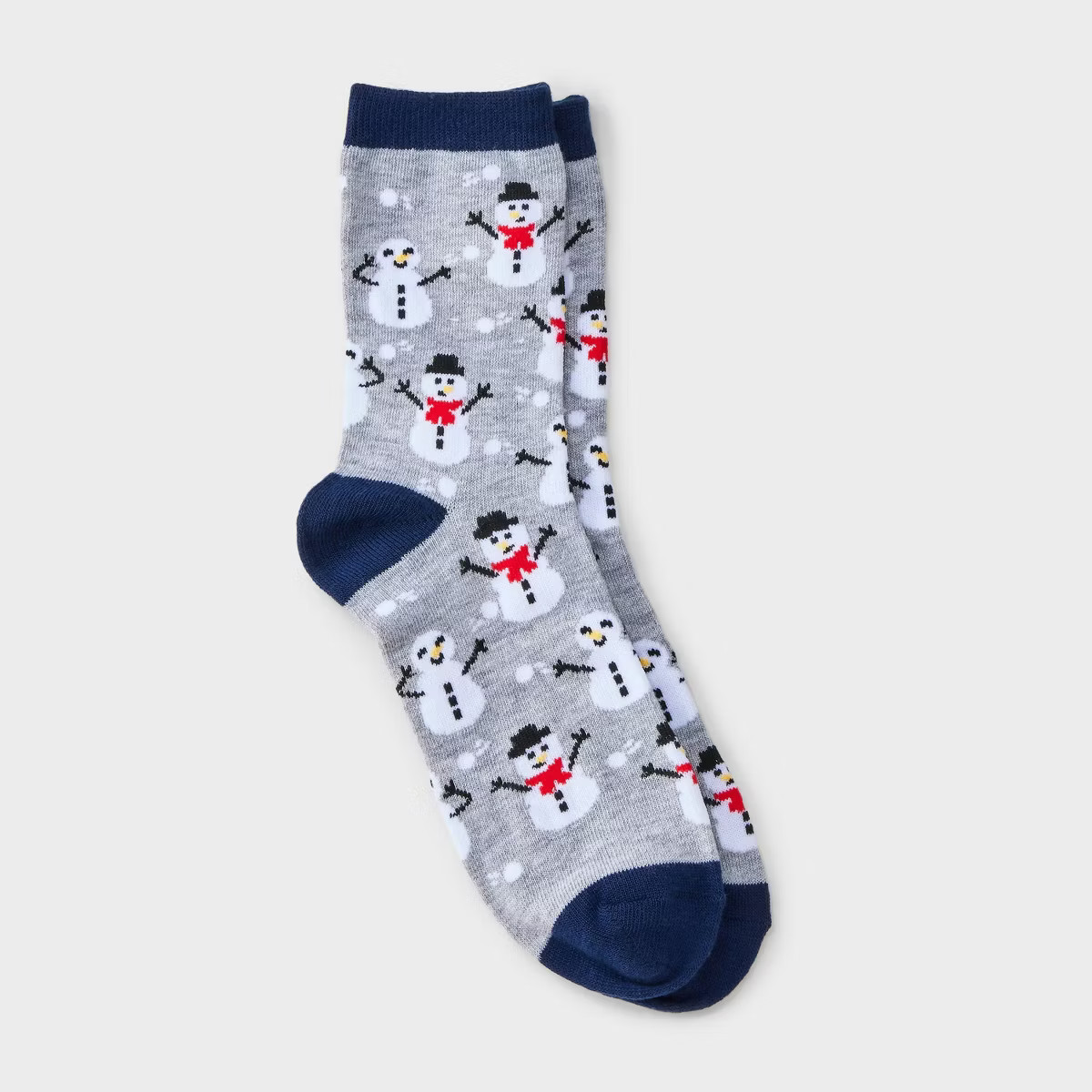 Women's Snowman Christmas Crew Socks - Wondershop™ Heather Gray/Navy 4-10 | Target