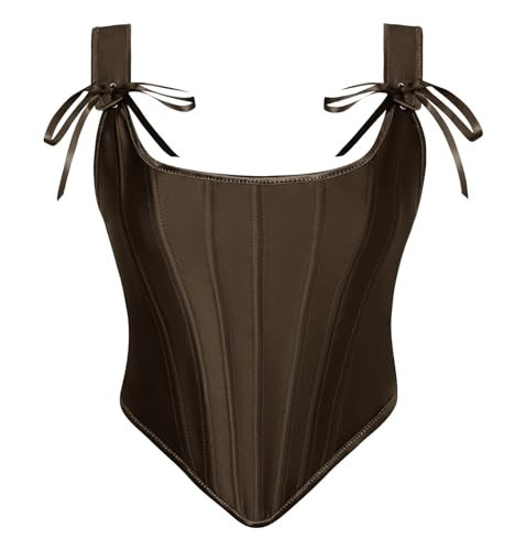 Scarlet Darkness Women Brown Corset Renaissance Lace Up Corset Tops for Halloween Brown Size 12 | Amazon (US)