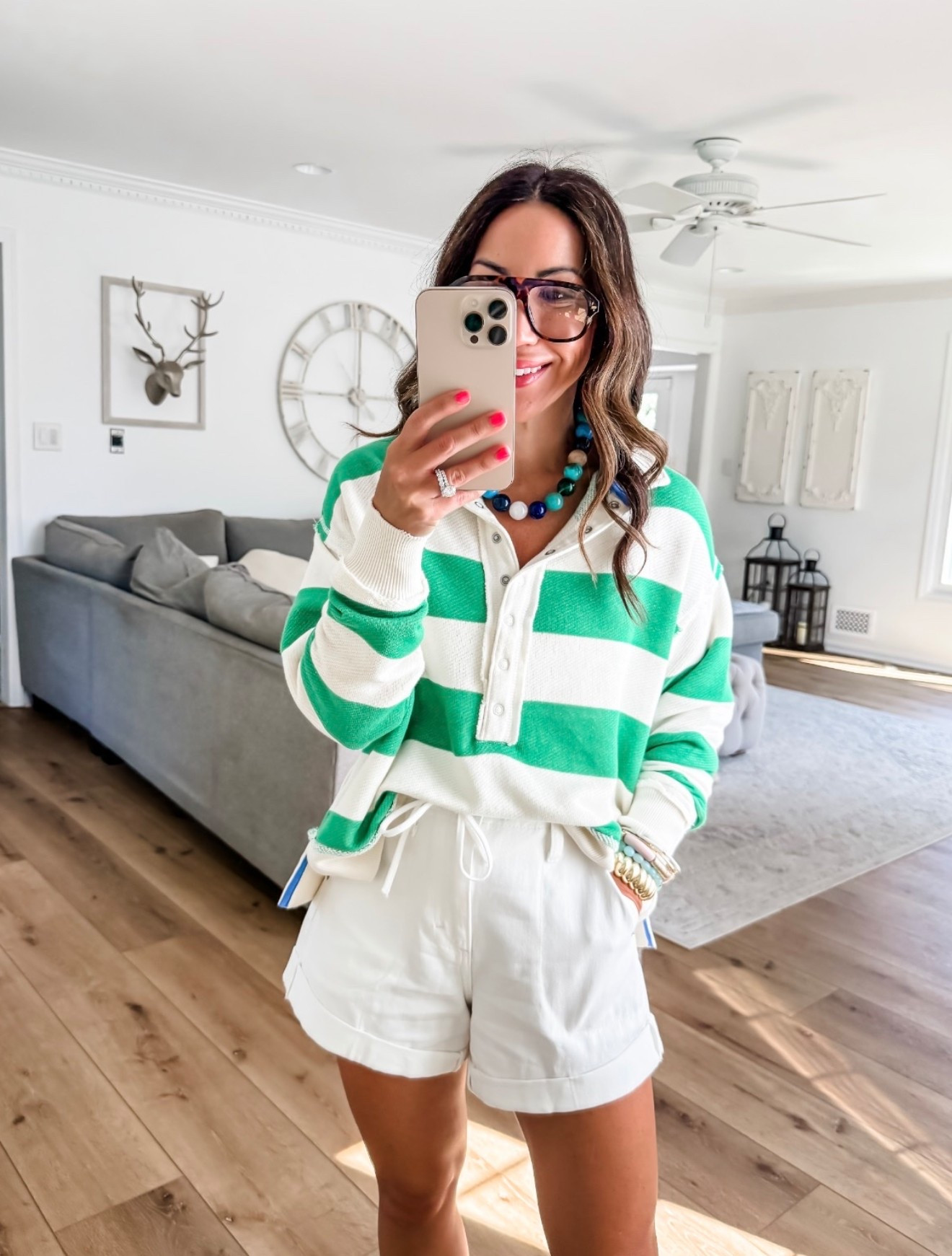 Xs sweatshirt. 30% off in cart. 2 white shorts.

#LTKOver40 #LTKSaleAlert